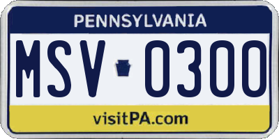 PA license plate MSV0300