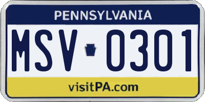 PA license plate MSV0301