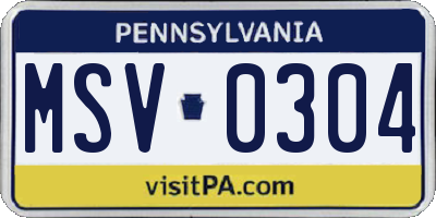PA license plate MSV0304