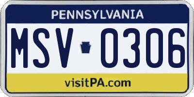 PA license plate MSV0306
