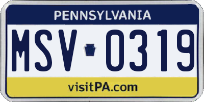 PA license plate MSV0319