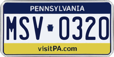 PA license plate MSV0320