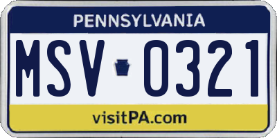 PA license plate MSV0321