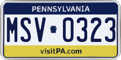 PA license plate MSV0323