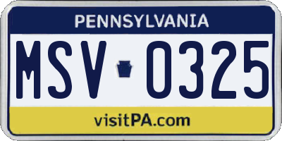 PA license plate MSV0325