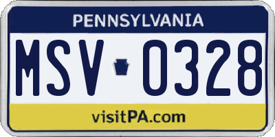 PA license plate MSV0328