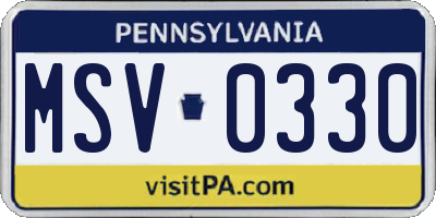 PA license plate MSV0330