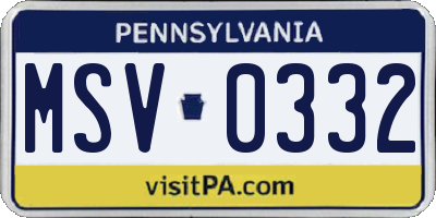 PA license plate MSV0332