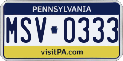 PA license plate MSV0333