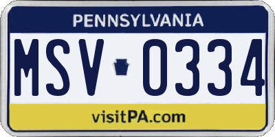 PA license plate MSV0334