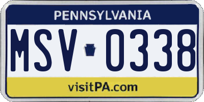 PA license plate MSV0338