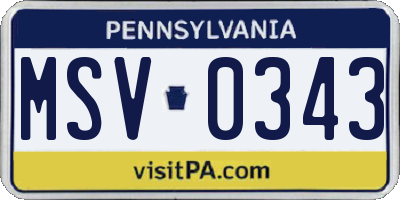 PA license plate MSV0343