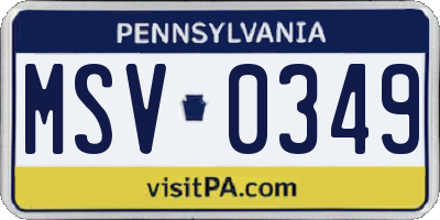 PA license plate MSV0349