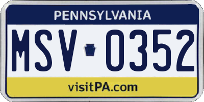 PA license plate MSV0352