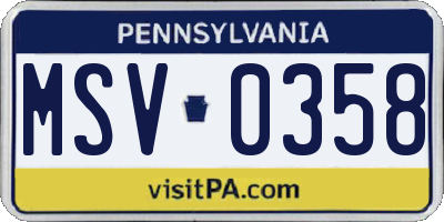 PA license plate MSV0358