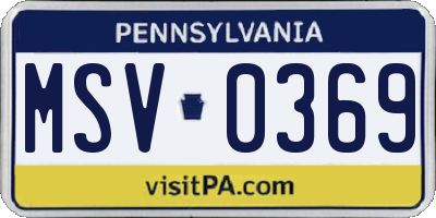 PA license plate MSV0369