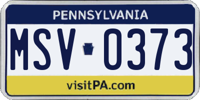PA license plate MSV0373