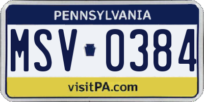 PA license plate MSV0384