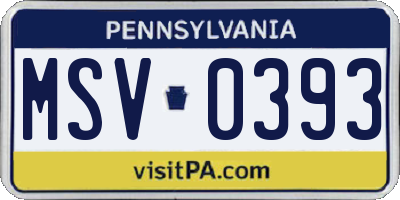 PA license plate MSV0393