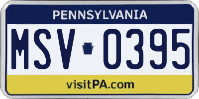 PA license plate MSV0395