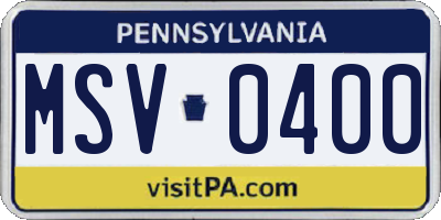 PA license plate MSV0400