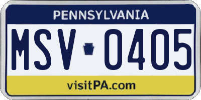 PA license plate MSV0405