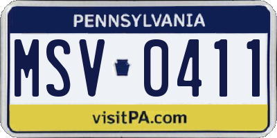 PA license plate MSV0411