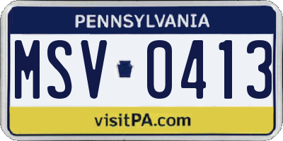 PA license plate MSV0413