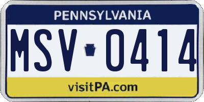 PA license plate MSV0414