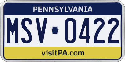 PA license plate MSV0422