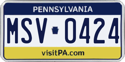 PA license plate MSV0424