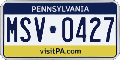 PA license plate MSV0427