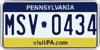 PA license plate MSV0434