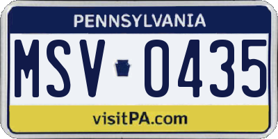 PA license plate MSV0435