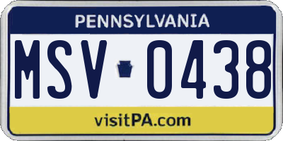 PA license plate MSV0438