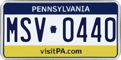 PA license plate MSV0440