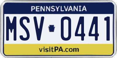 PA license plate MSV0441