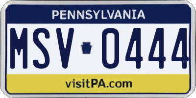 PA license plate MSV0444