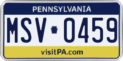 PA license plate MSV0459
