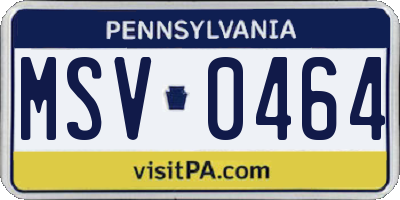 PA license plate MSV0464