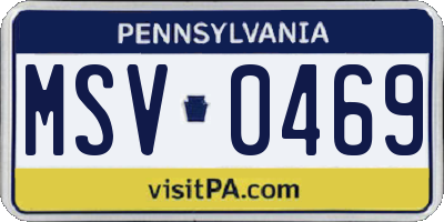 PA license plate MSV0469