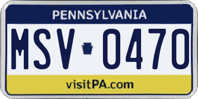PA license plate MSV0470