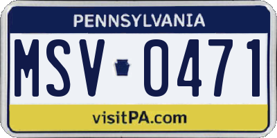 PA license plate MSV0471
