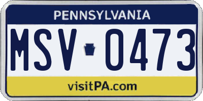 PA license plate MSV0473
