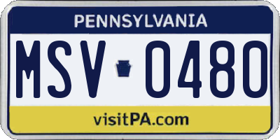 PA license plate MSV0480