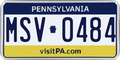 PA license plate MSV0484