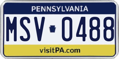 PA license plate MSV0488