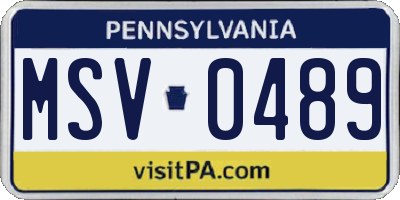 PA license plate MSV0489