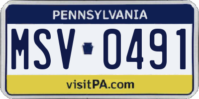 PA license plate MSV0491