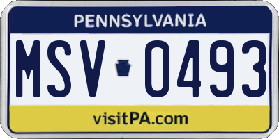 PA license plate MSV0493
